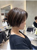 表参道髪質改善カラーウルフショートカットベージュアッシュ40代