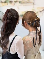 ヘアセットサロンエッジ(Edge)&nbsp;結婚式にリボンカチモリのリンクヘア