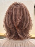 星ヶ丘大人外はねミディアムレイヤーピンクベージュ30代40代