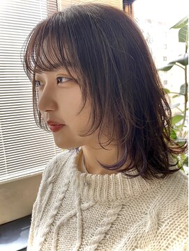 テトヘアー(teto hair) 顔周りウルフ　プチウルフ　もみあげカラー　ラベンダー