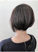 前下がりボブ/ハイライト/アッシュブラック/30代/40代