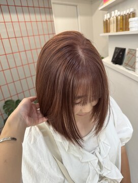 ペレ 渋谷(PELE) デザインカラー/レイヤーカット/ウェットヘア/オリーブベージュ