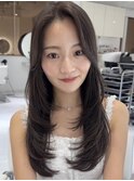 ハイライトカラーミルクティーベージュレイヤーカット