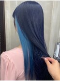 【number ulus】インナーカラー×ネイビーブルー＆水色