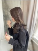 オリーブベージュグレージュ透明感カラーレイヤーカット20代
