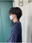 無造作センターパートのナチュラルウルフ