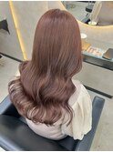 ハイライトカラーくびれヘアアプリコットオレンジ