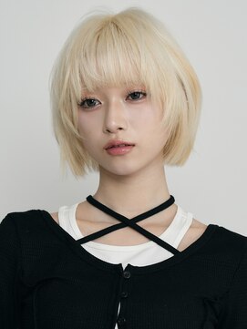 サンクマーケット 渋谷(cinq MARKET) 渋谷ブリーチカラーショートボブホワイトブロンドカラー金髪韓国