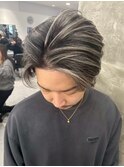 韓国マッシュセンターパートツーブロックメンズハイライトウルフ