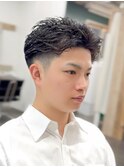 メンズパーマ　ビジネスパーマ　七隈駅　福岡大学前　朝楽