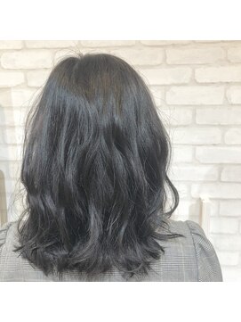 ブルー(BLUE) セミディ×ナチュラルウェーブ