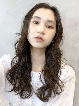 アイティー バイ アルバム 中野店(IT by ALBUM) ロングウェーブ_オリーブカラーハイライトカラー_37223