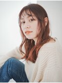 オレンジベージュ×シースルーバング☆