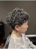 ビジネスマッシュショート ツーブロック 無造作カーリーパーマ