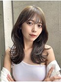 レイヤーミディアム オリーブベージュ 小顔バング