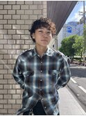 外国人風カーリーパーマ×オレンジブラウン