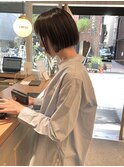 ミニボブ　切りっぱなしボブ　ボブ　前髪あり　アレンジ　暗髪