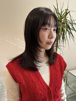 小顔前髪顔周りレイヤー×グレージュカラー デザインカラー
