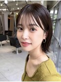 切りっぱなしボブナチュラルボブミディアム前髪縮毛矯正表参道