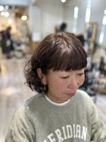 ヒラソル(girasol)&nbsp;ふわふわパーマボブ／オレンジブラウン高濃度水素カラー／パーマ