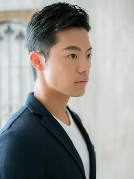 モッズヘア メン 上尾東口店(mod's hair men) 30代40代アップバング黒髪フェザーショートY上尾 リクルート