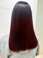 カミラボ(KAMI LABO)&nbsp;髪質改善ストレート セミロング レッドカラー 縮毛矯正 ツヤ髪