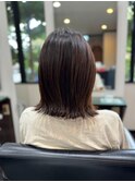ミディアムボブ　アッシュグレー