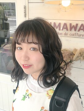 ヒマワリ(HIMAWARI) ボブ 波巻き 外ハネ 黒髪