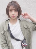 前髪 シースルーバング ひし形シルエット ショートボブ