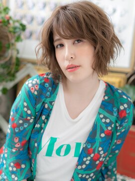 カバーヘア ブリス 戸田公園西口店(COVER HAIR bliss) くせ毛風斜めバング外国人風ゆるふわボブa戸田公園20代30代40代