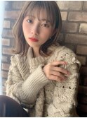 外ハネミディアム☆ミルクティーベージュ☆AMU
