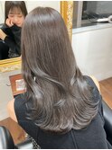グレージュ 韓国ヘア くびれヘア アッシュ 前髪 後毛 顔周り