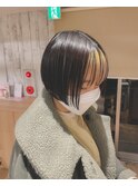 バングハイライト/ミニボブ/コントラストカラー