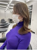 韓国ヘア　韓国風顔まわりカット　高校生カラー　ブリーチカラー