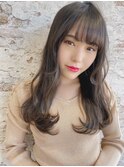 大人かわいい/レイヤーロング/グレーベージュ/前髪パーマ/錦糸町