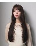 大人可愛いぱっつん前髪 フェイスレイヤー×ナチュラルブラウン