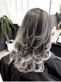 バレイヤージュ ハイライト 白髪ぼかしハイライト 40代カラー