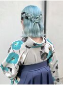 卒業式/成人式　ボブリボンハーフアップヘアセット