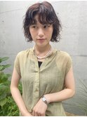 美髪ワイドバングパーマ 切りっぱなしボブショートボブ
