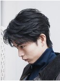 原宿フェザーパーマ毛流れセンターパート大人色気ビジネスヘア　