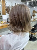 白髪ぼかし ブリーチオンカラー ミディアムボブ