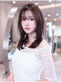 髪質改善レイヤーカット/ココアベージュ/ヘーゼルブラウン/小顔
