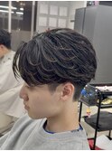 フェザーショートフェザーパーマセンターパート熊本メンズカット