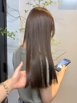ヌープヘアーアイス(NUUP.hair ici) 夏カラー◆ブリーチなしオリーブベージュ透明感レイヤーカット