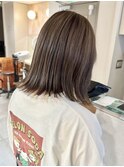 ワンカラーベージュブリーチなしダブルカラー切っぱなしボブ横浜