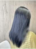 艶カラーブルーブラックネイビーブルーケアブリーチ