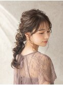 ヘアアレンジ 編みおろし 編み込み 結婚式お呼ばれヘア
