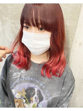 ガルボ ヘアー(garbo hair) #チェリーカラー#赤カラー#韓国風#下村カラー