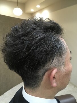 ヘアサロンアンドヘアメイクディー(hair salon hair make D) 仙台D　アップバング×ポイントパーマ×ショートフェードstyle