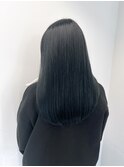 ブリーチなし　ダブルカラー　ブルーブラック　透明感